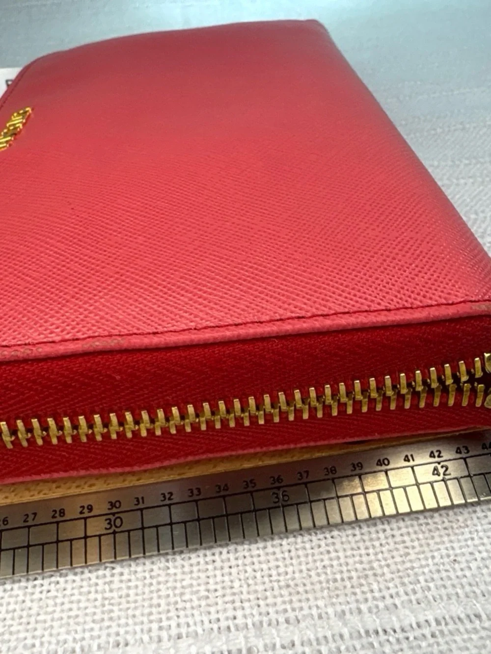 Prada Saffiano Leather Zip Around Wallet Pink OS Luxury